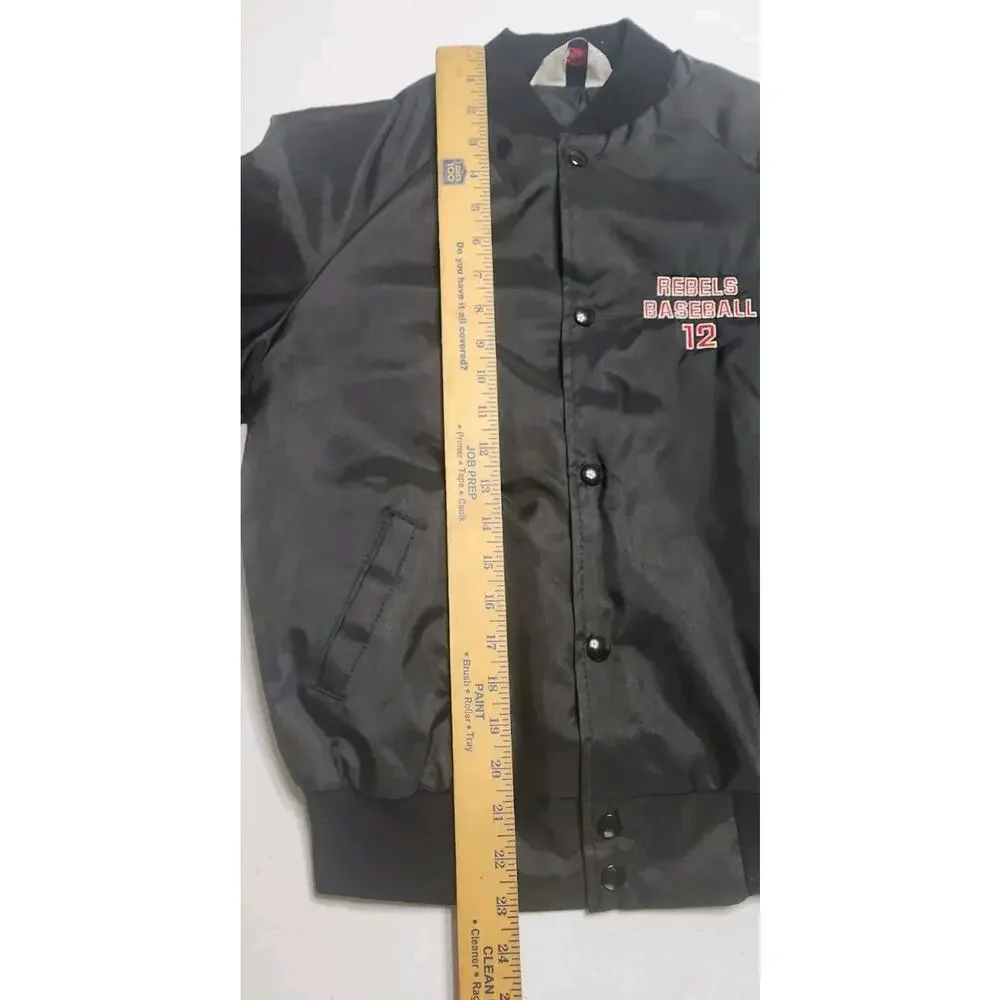 Vintage Rebels Baseball Jacket Button Coat Size Youth Large Made In USA